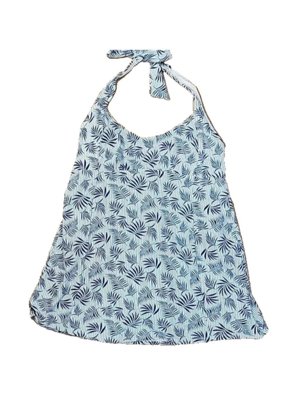 Basic Editions Blue Halter Top Swim Dress Size 14 NWT